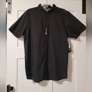 Volcom Men's Everett Oxford Button Up Dress Shirt Sz L Black Business Casual